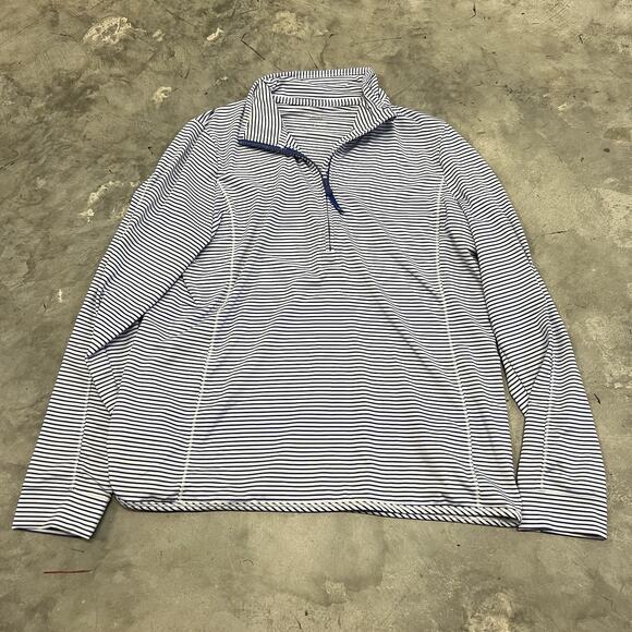 Vineyard Vines Men's Large Sankaty 1/4 Zip Performance Pullover Striped Blue - Picture 1 of 7